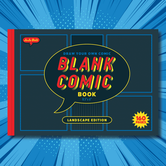 JoJo Bolt Blank Comic Book: Draw Your Own Comic, 160 Pages of Blank Comic Book Panels, Landscape Edition